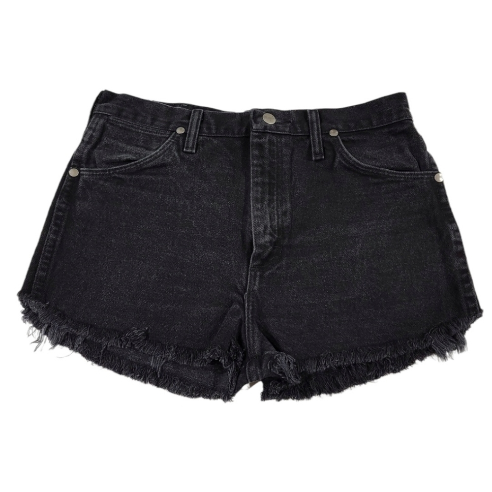 Wrangler Black Denim Frayed Hem Jean Shorts